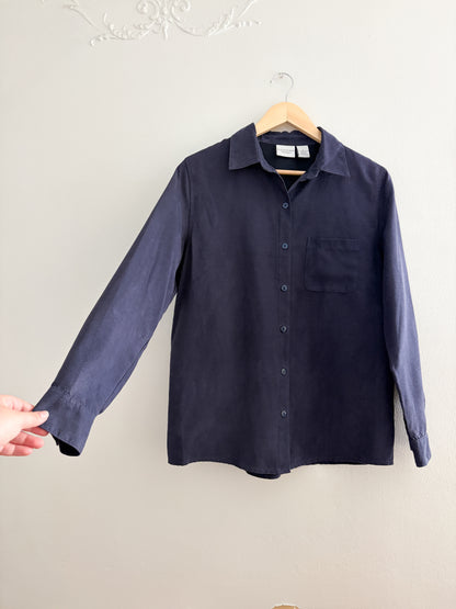 Sonoma Navy Faux Suede Button Up (M)