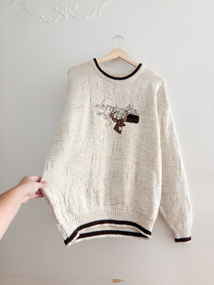 Vintage Buck Embroidered Sweater (XL)