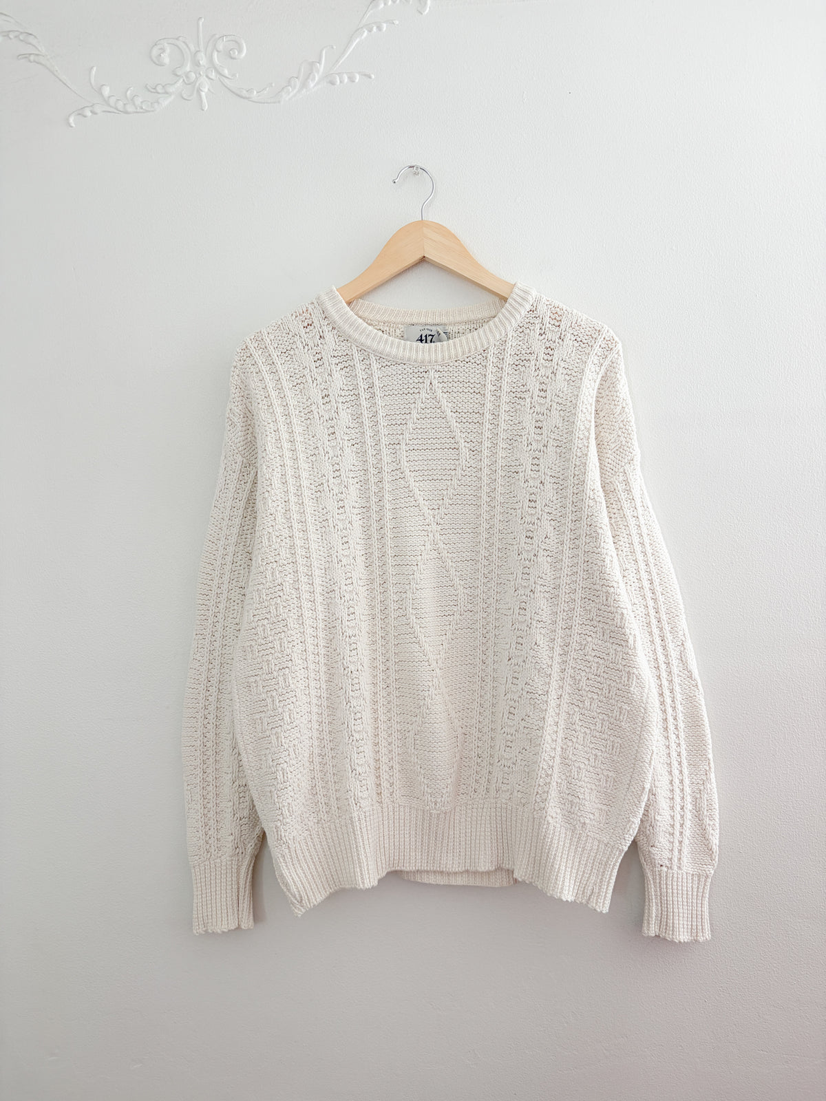 Vintage Cotton Cable Knit Sweater (L)