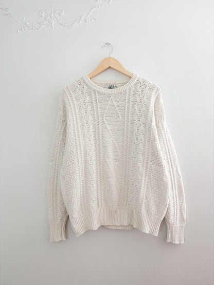 Vintage Cotton Cable Knit Sweater (L)