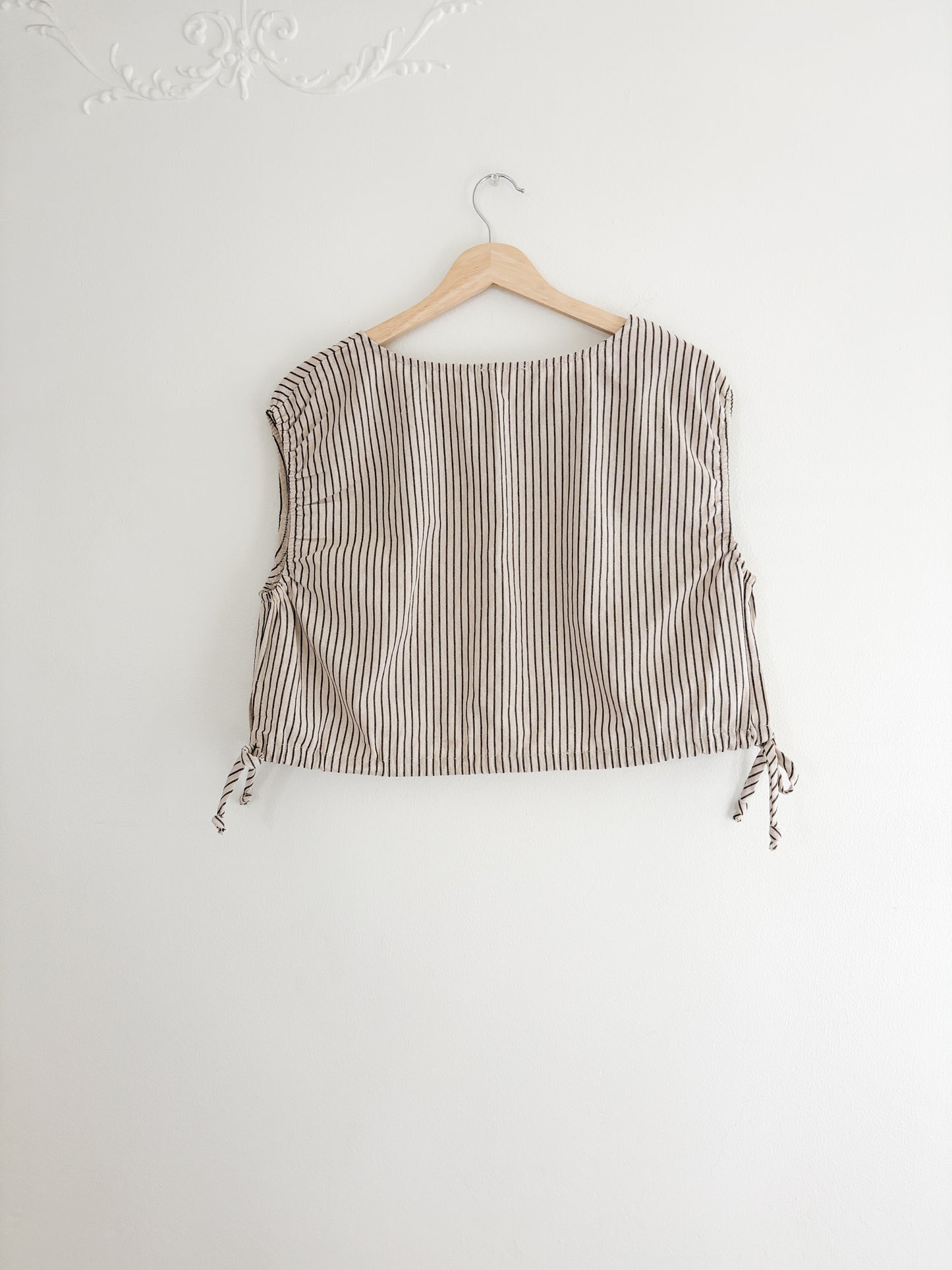 Striped Cropped Tie Top (S)