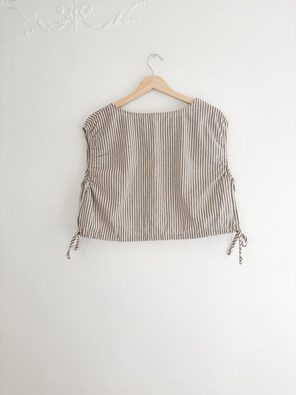 Striped Cropped Tie Top (S)