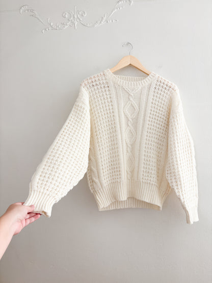 Vintage Cream Knit Sweater (S)