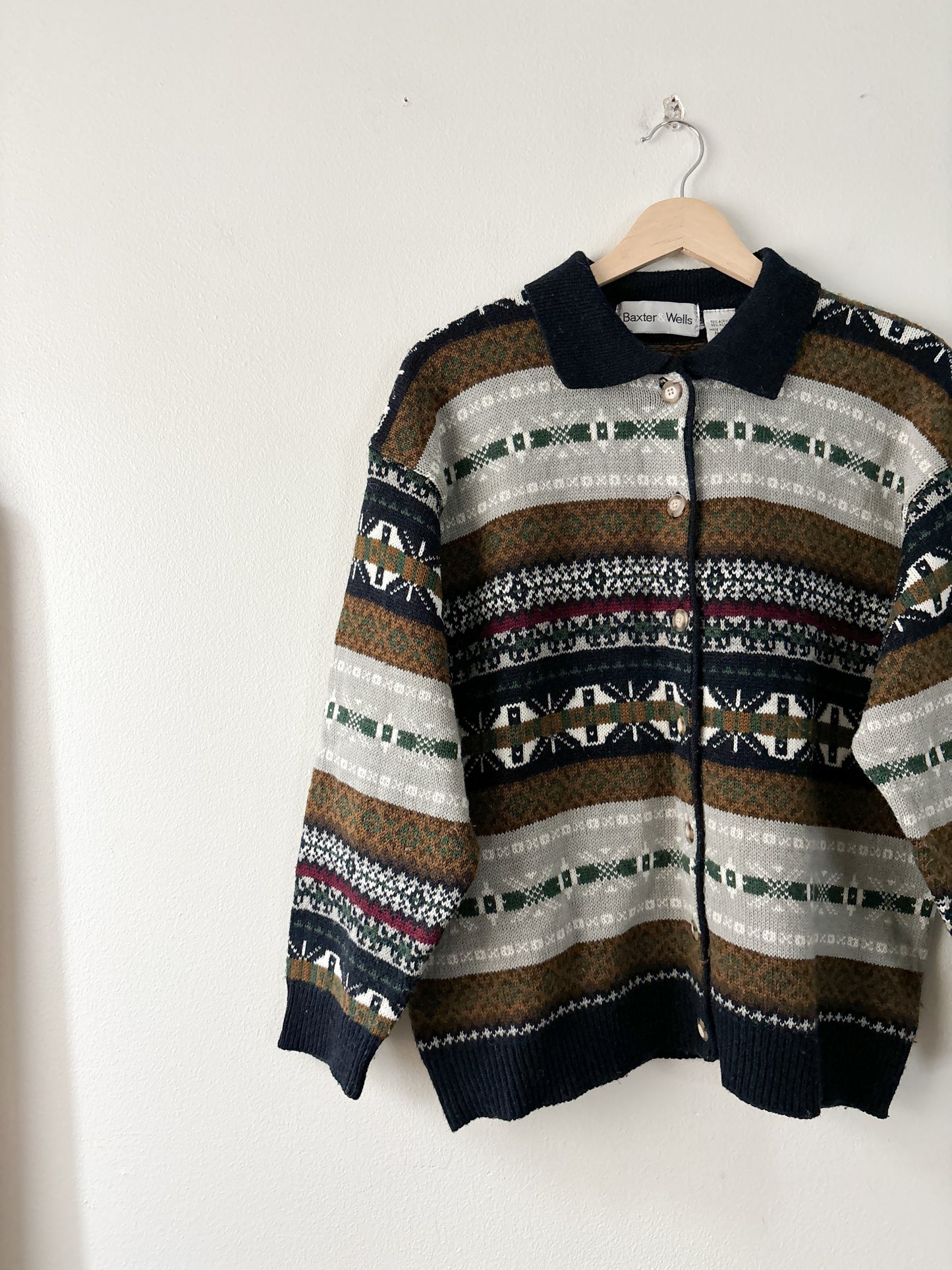 Vintage collared fair isle cardigan