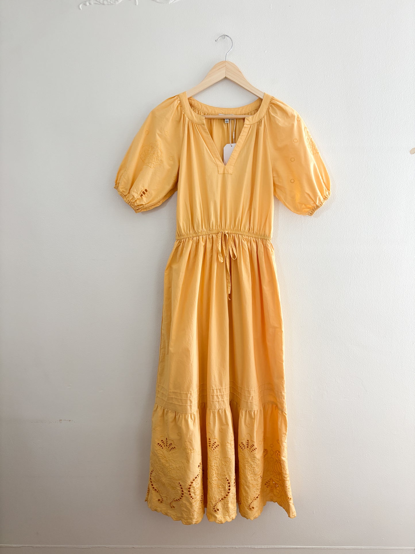Moon River Yellow Puff Sleeve Dress (S)