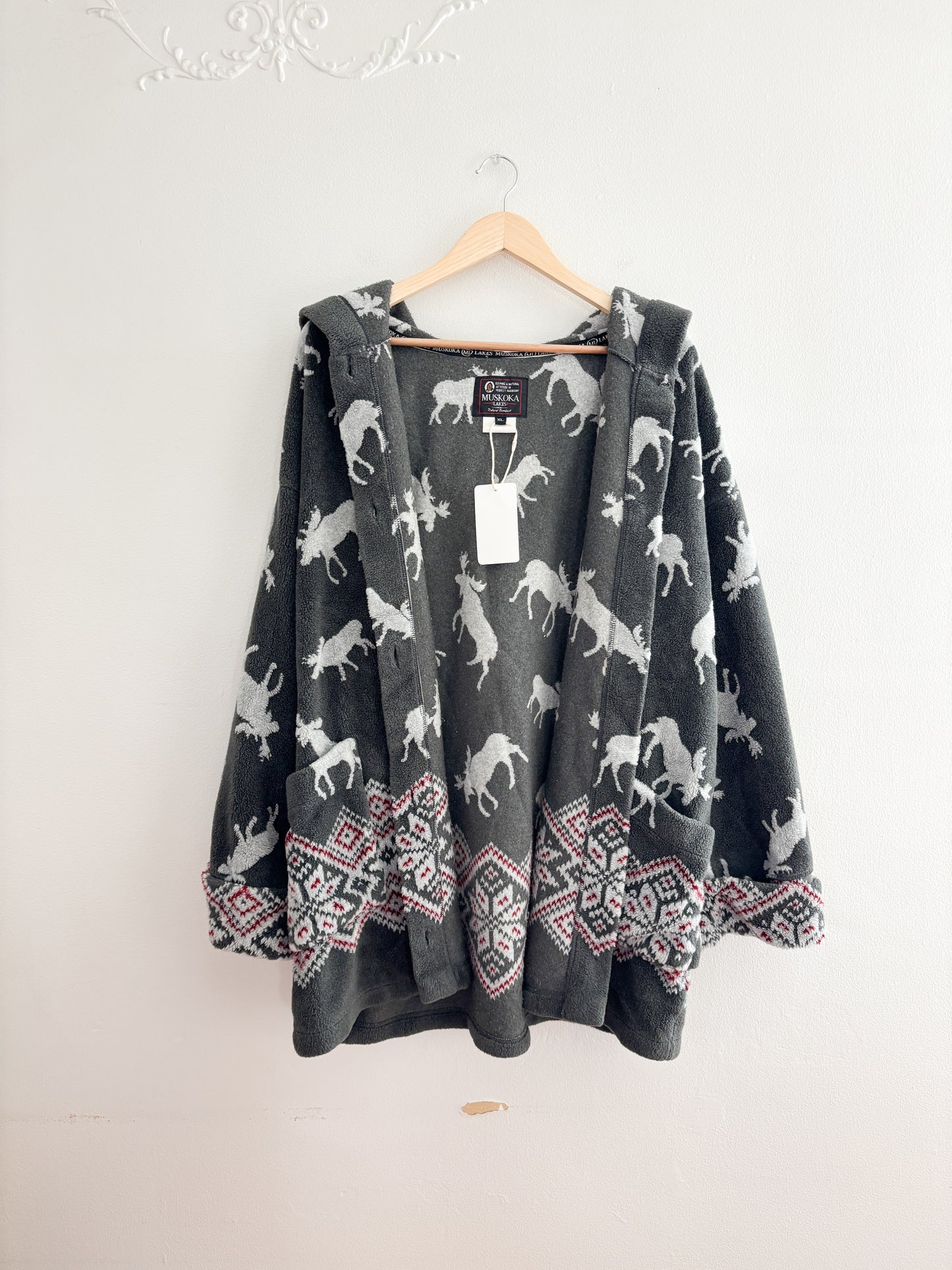Vintage Moose Fleece Hoodie (XL)