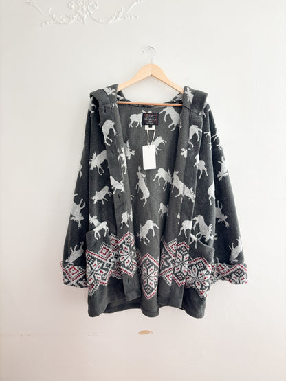 Vintage Moose Fleece Hoodie (XL)