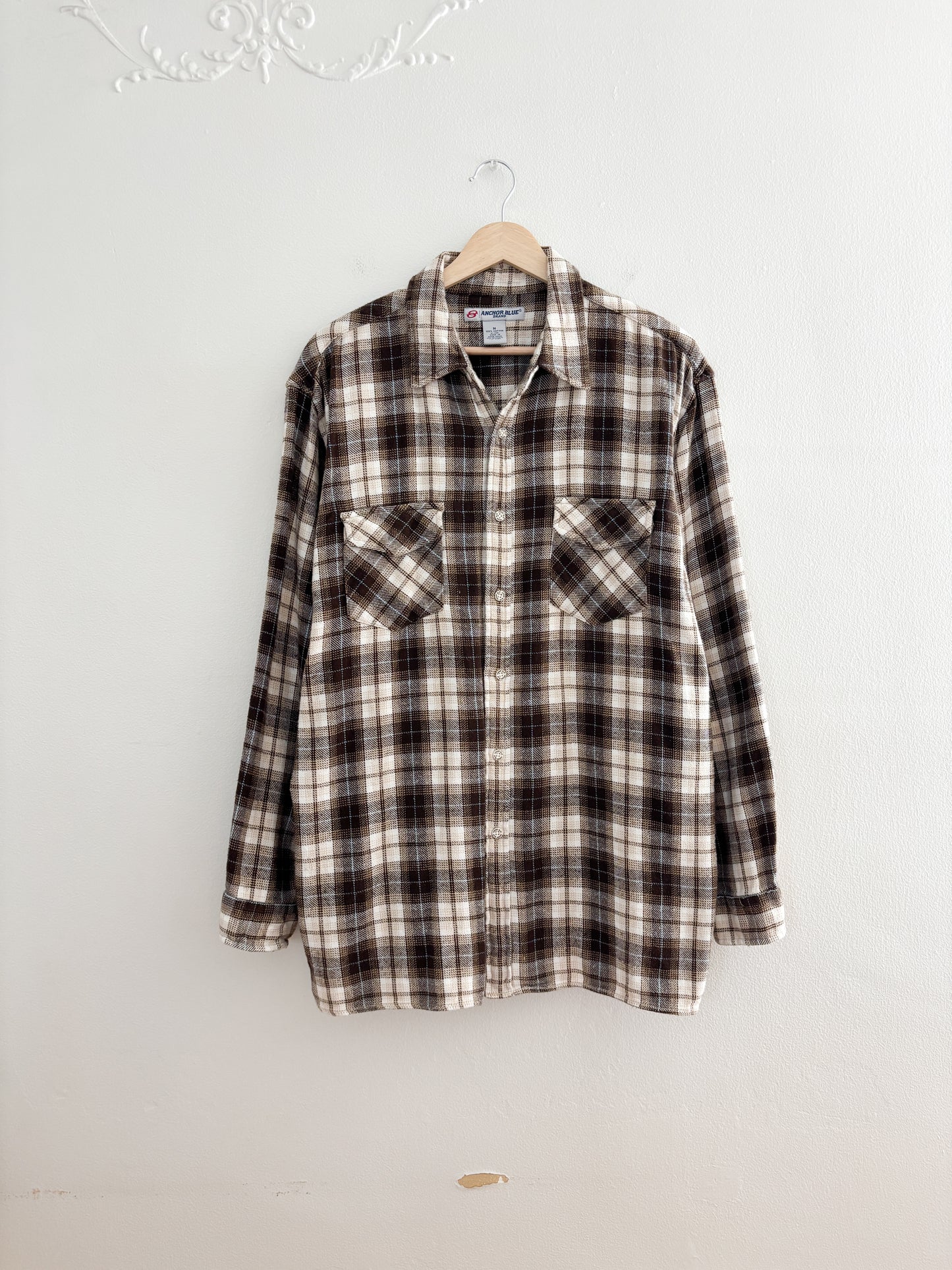 Vintage Anchor Blue Brown Flannel (M)
