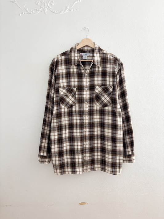 Vintage Anchor Blue Brown Flannel (M)
