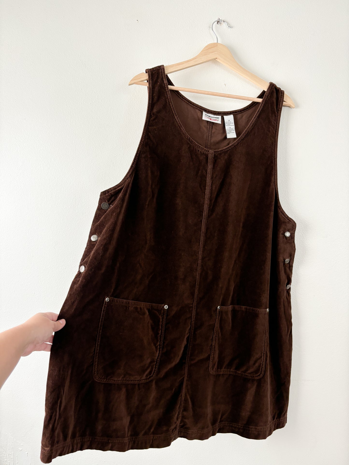 Vintage Brown Velvet Overall Dress