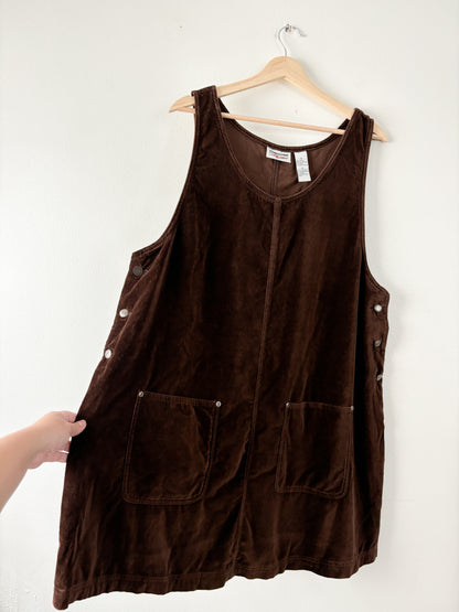 Vintage Brown Velvet Overall Dress