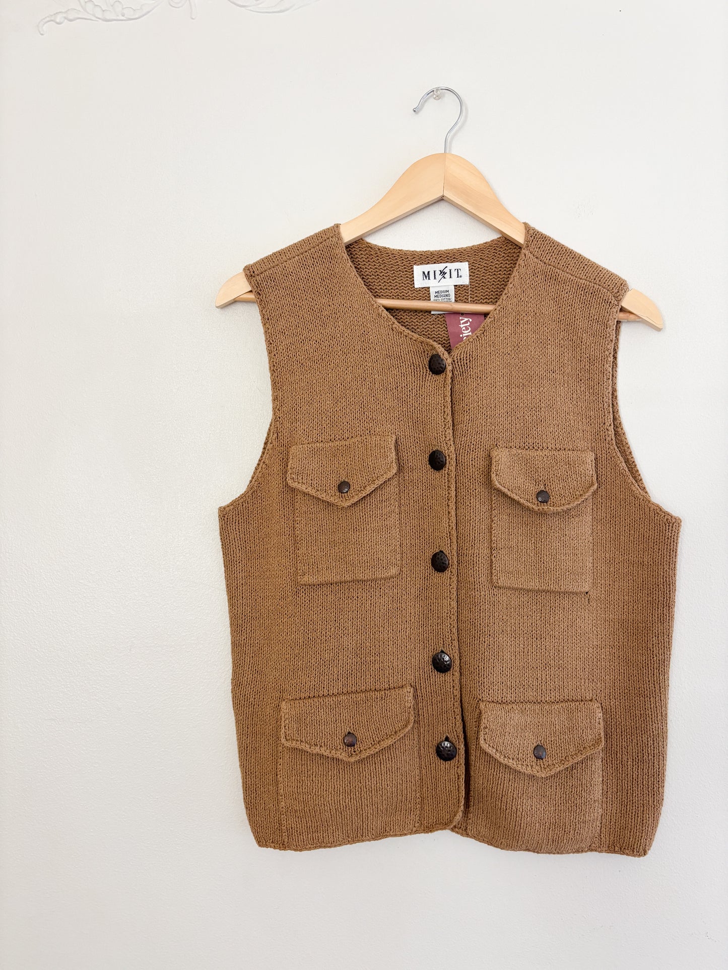 Vintage Brown Knit Vest (M)
