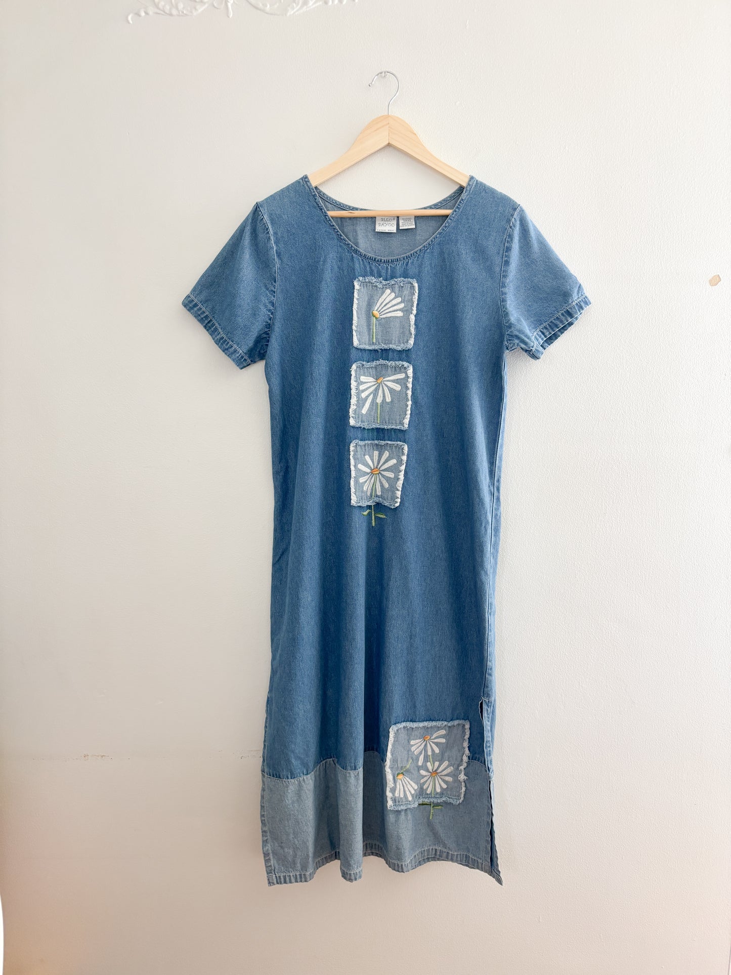 Vintage Floral Denim Dress (S)