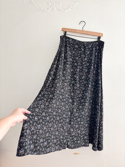 Vintage Black Floral Skirt (31/32”)