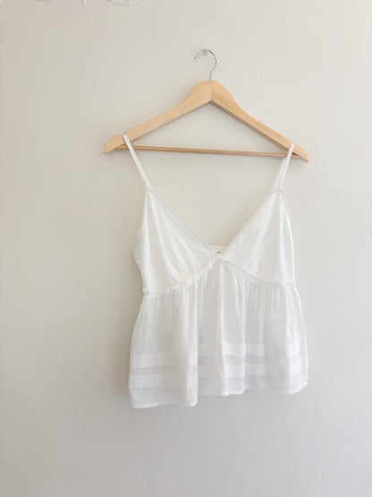 NWT White Babydoll Tank Top (M)
