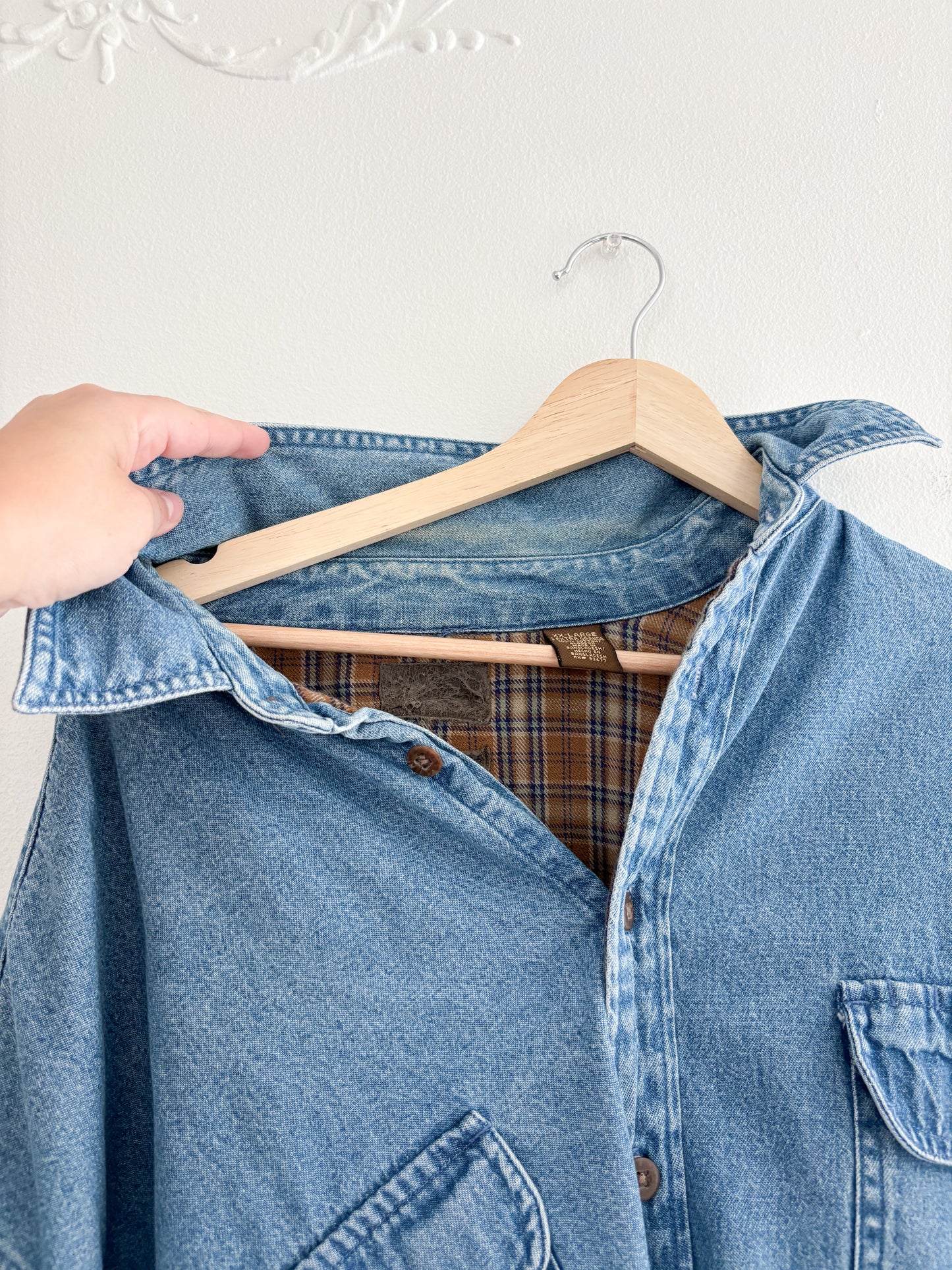 Vintage Flannel Lined Denim Shacket (XXL)