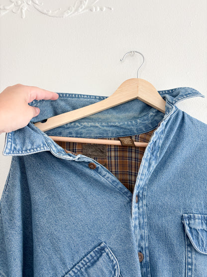 Vintage Flannel Lined Denim Shacket (XXL)