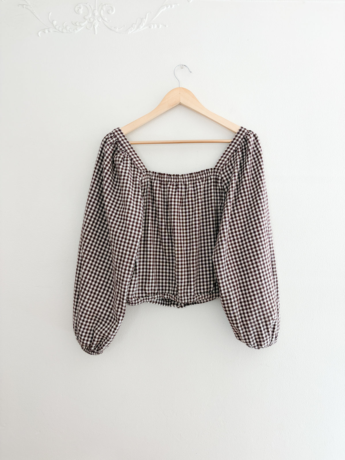Madewell Brown Gingham Blouse (L)