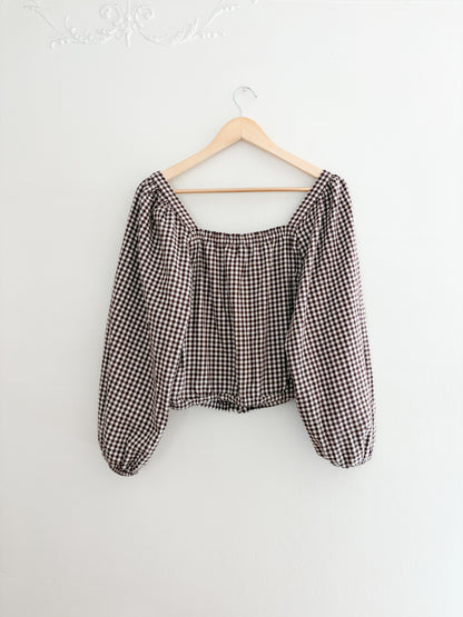 Madewell Brown Gingham Blouse (L)