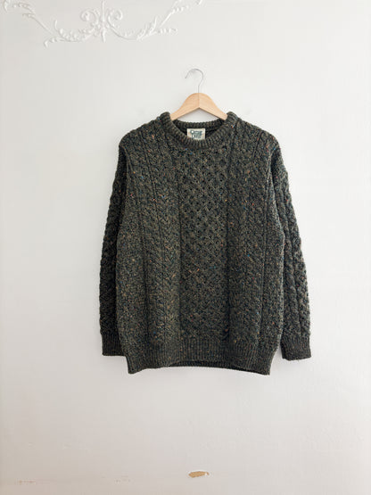 Vintage Green Speckled Fisherman Sweater (S)
