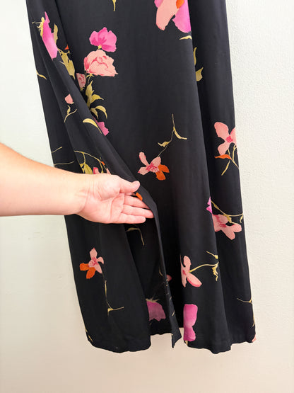 Vintage Black Floral Tie Dress (16)