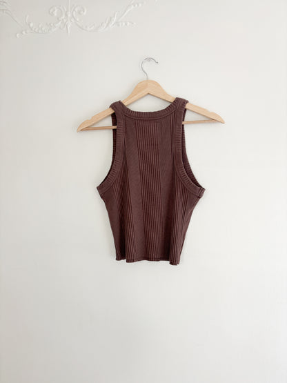 Aerie Brown Ribbed Tank (M)