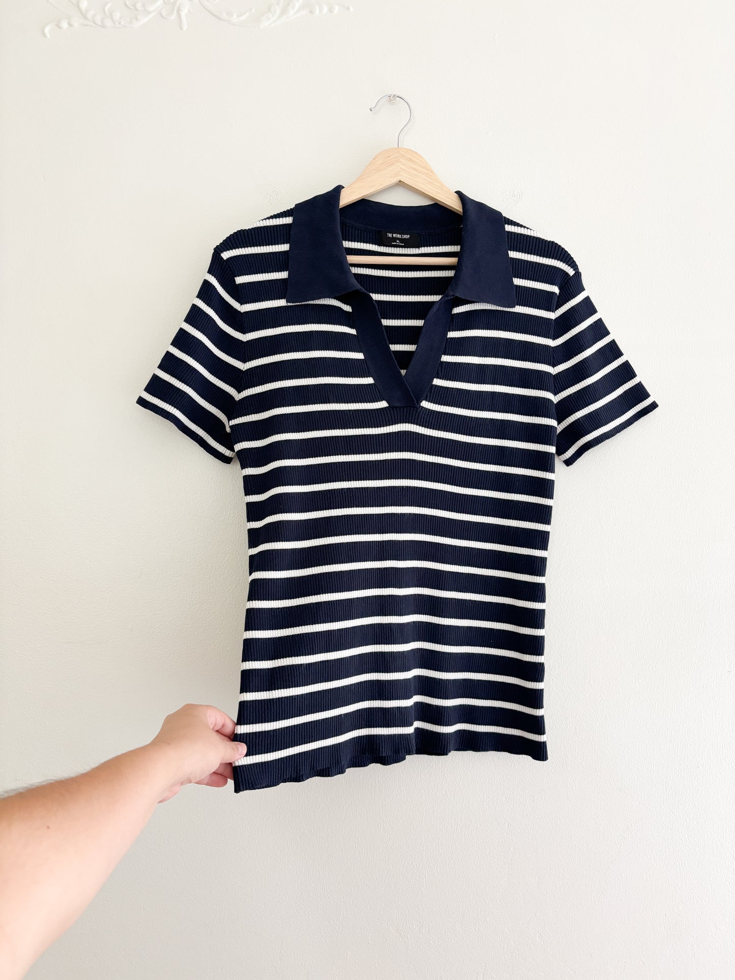 The Workshop Collared Ribbed Top (XL)