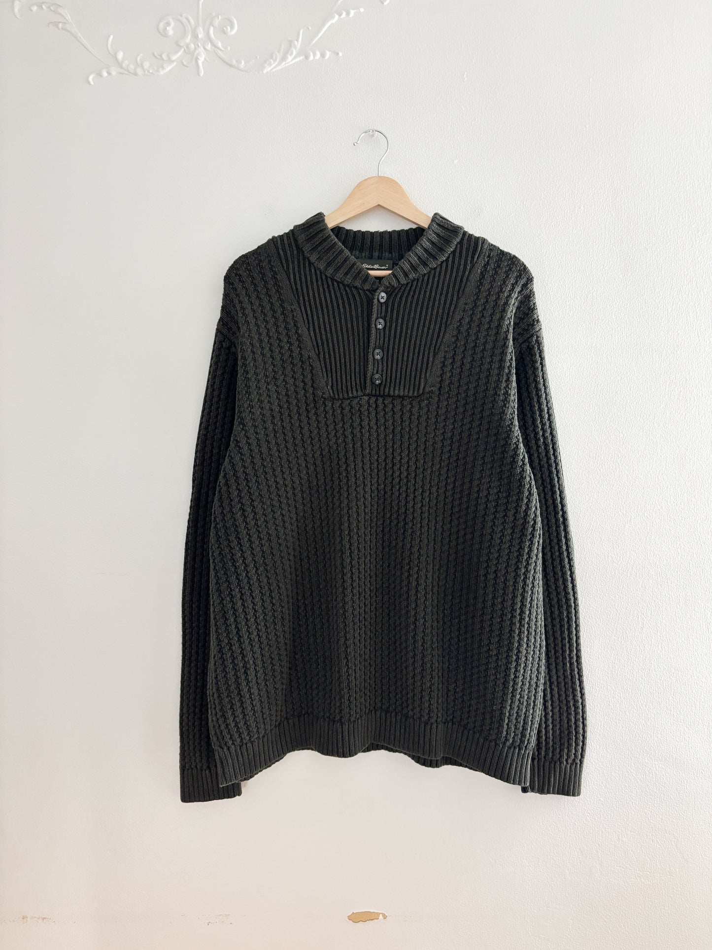 Eddie Bauer Forest Green Henley Sweater (XL)