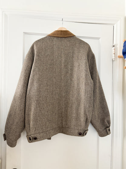 Vintage Tweed Bomber Jacket (XL/XXL)
