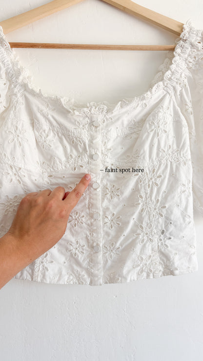 Gap Smocked Cotton Puff Sleeve Top (XS/S)