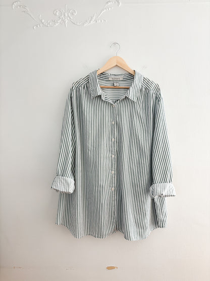 Green Striped Button Up
