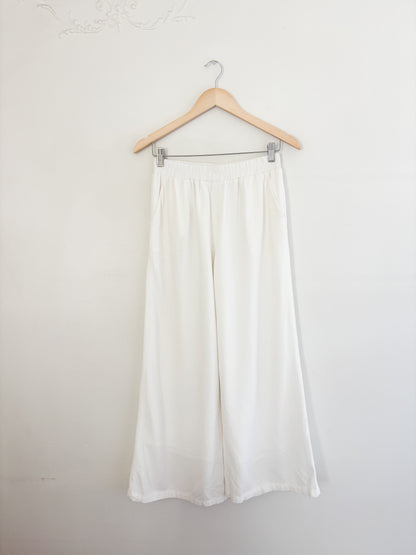 White Easy Wide Leg Pants (S)