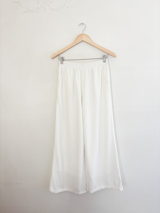White Easy Wide Leg Pants (S)