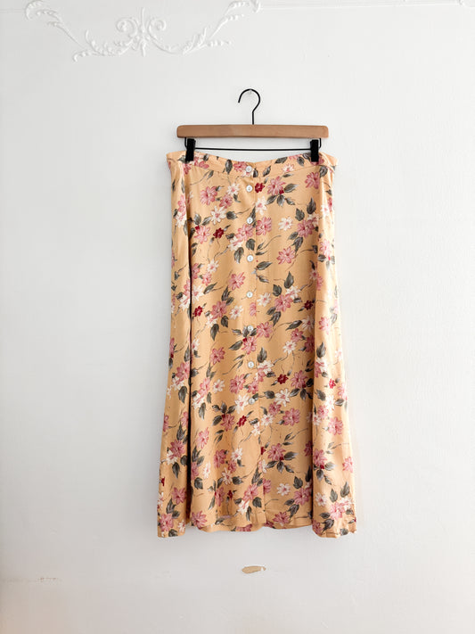 Vintage Yellow Floral Skirt (14)