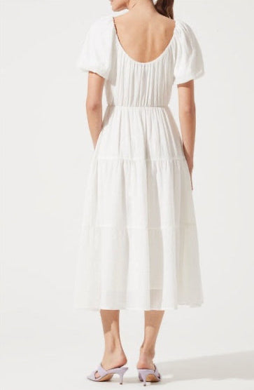 ASTR The Label White Puff Sleeve Dress (XS/S)
