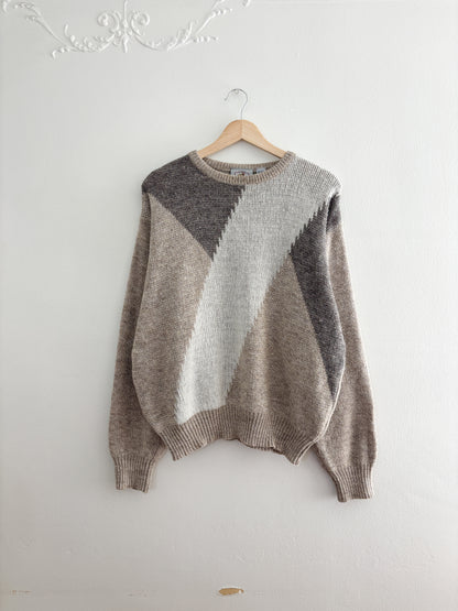 Vintage Wool Blend Patterned Sweater (L)