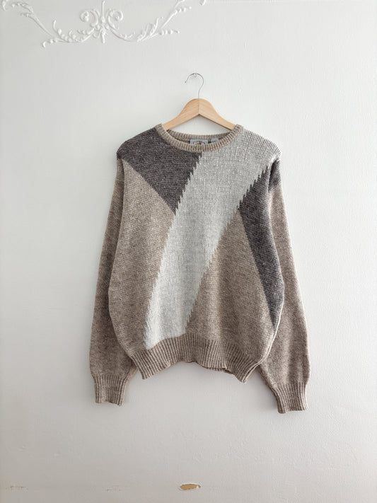 Vintage Wool Blend Patterned Sweater (L)