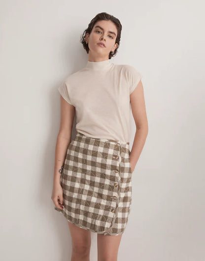 Madewell Gingham Quilted Skirt (14)