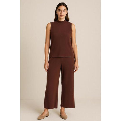 Daily Practice (Anthropologie) Ribbed Wide Leg Brown Lounge Pants (1X)
