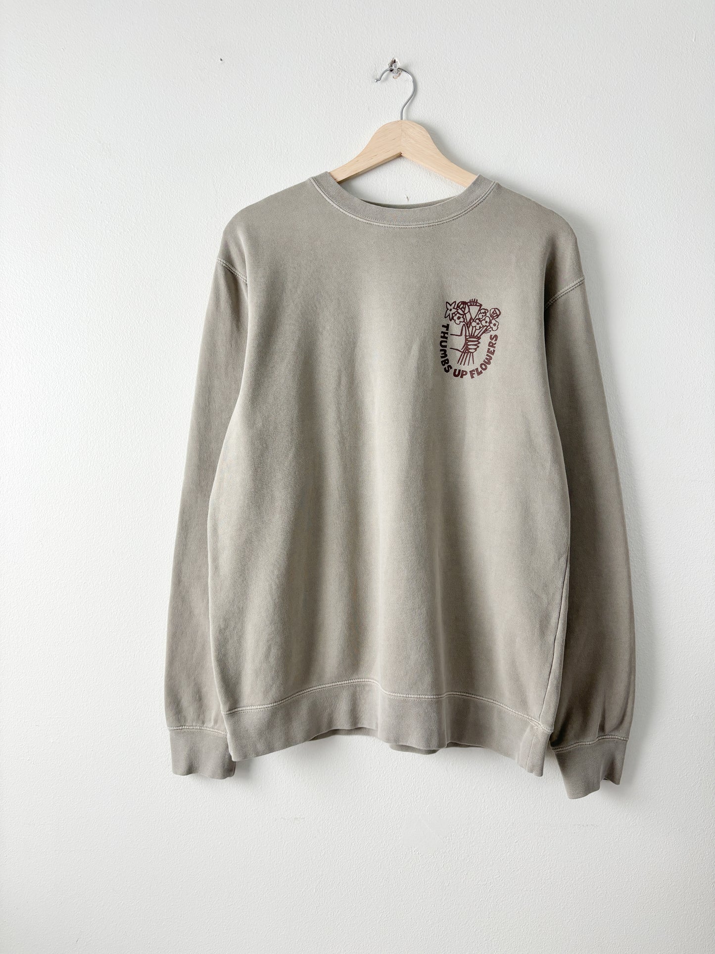 “Thumbs Up” Floral Printed Crewneck