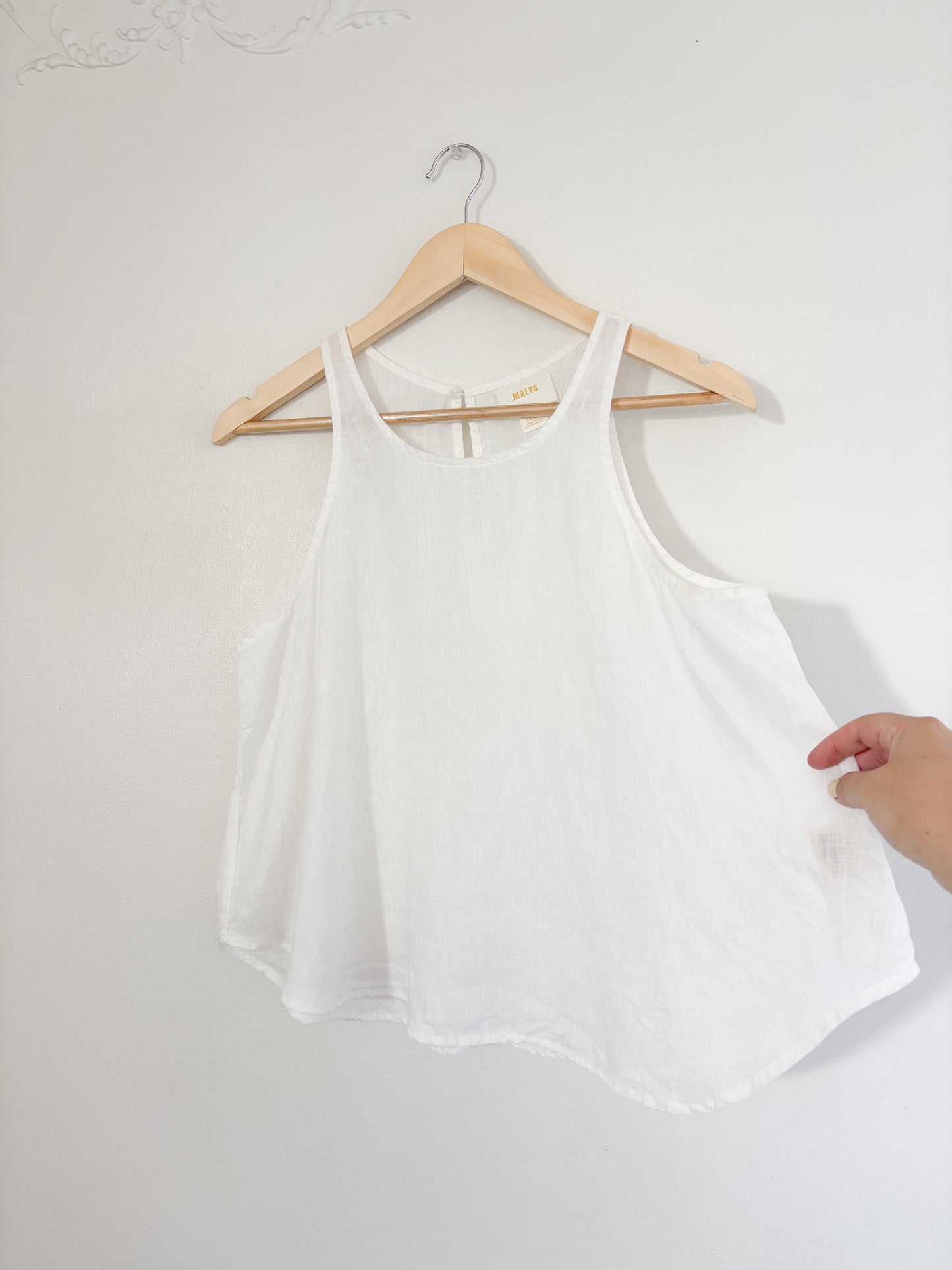 Maeve White Linen Tank Top (S)
