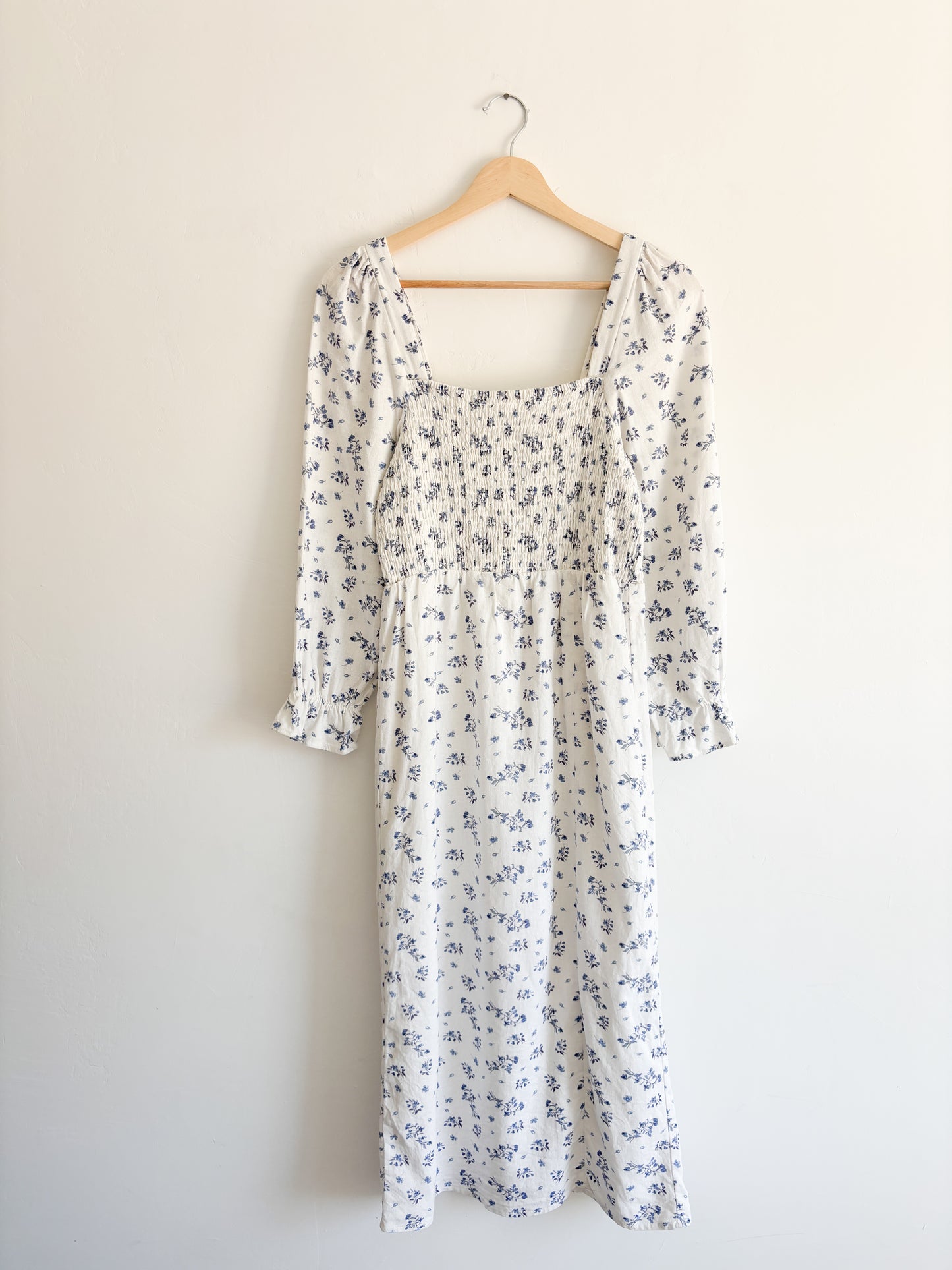 Blue Floral Smocked dress (S)