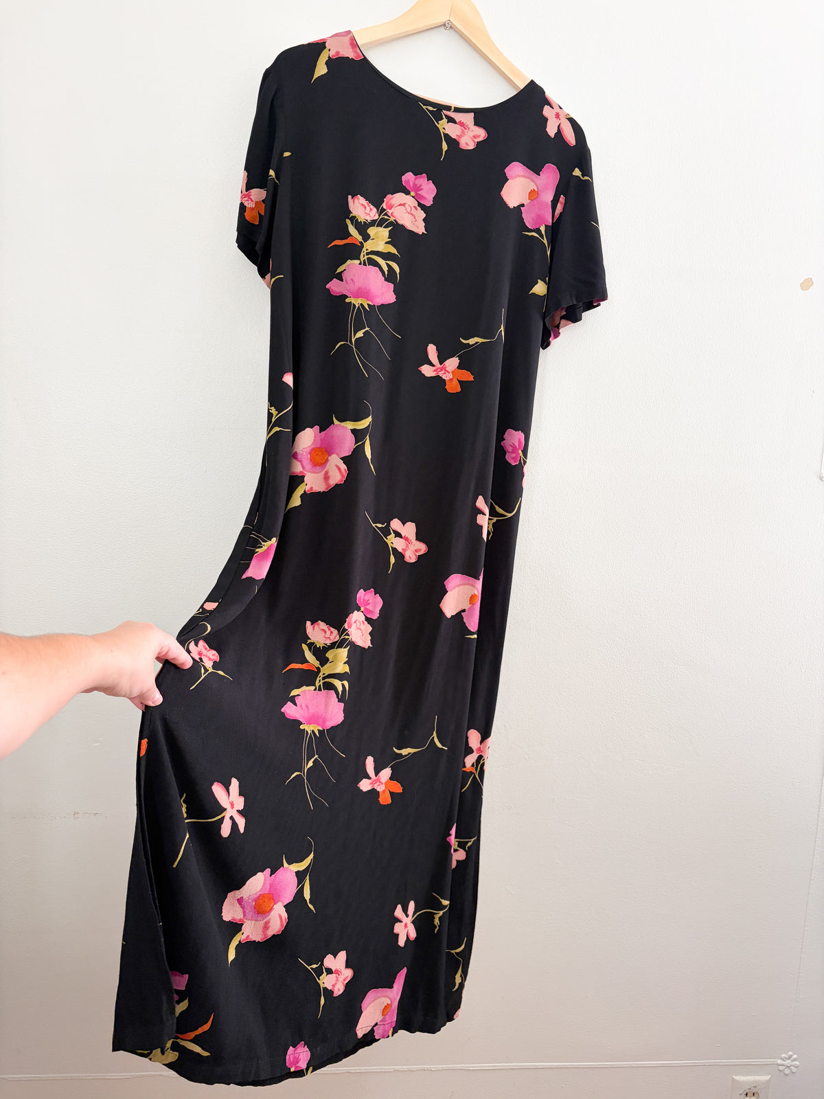 Vintage Black Floral Tie Dress (16)