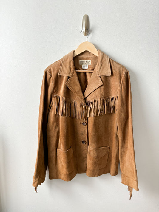 Vintage Jones NY leather Fringe Jacket (XL)