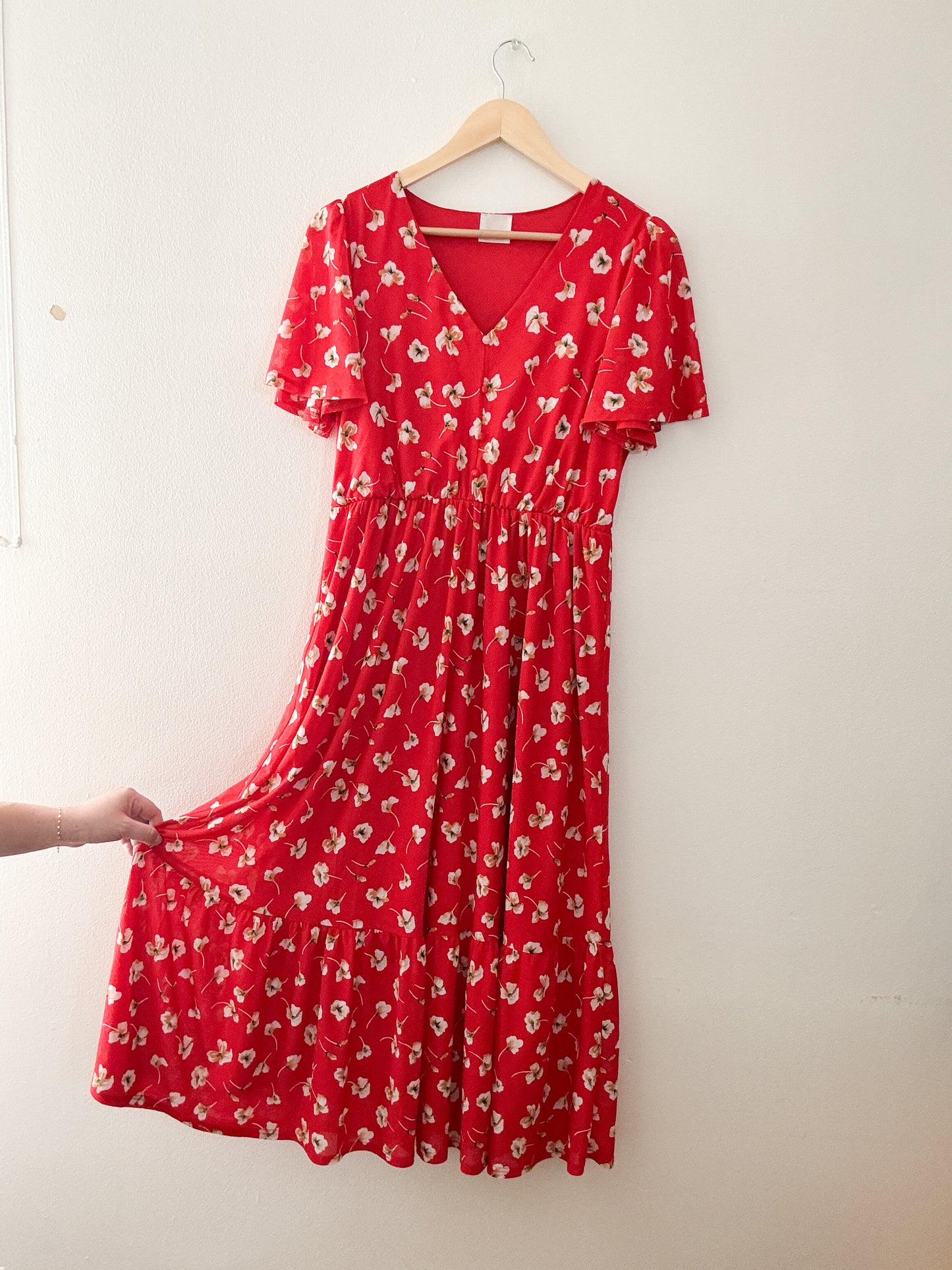 Siren Lily Red Floral Maxi Dress (L)