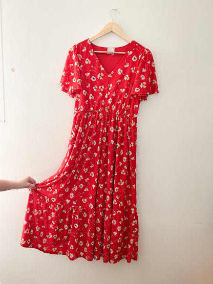Siren Lily Red Floral Maxi Dress (L)