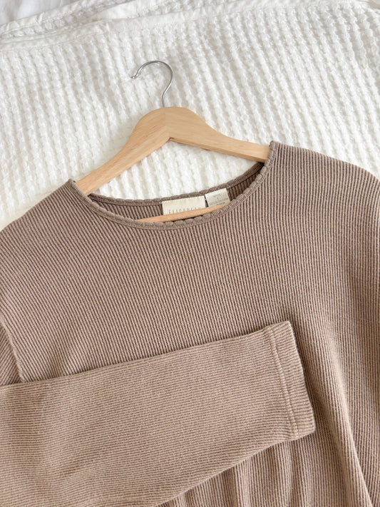 Vintage Liz Claiborne Ribbed Long Sleeve — Brown (L/XL)
