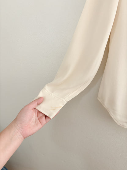Vintage Cream Silk Button Up (M)