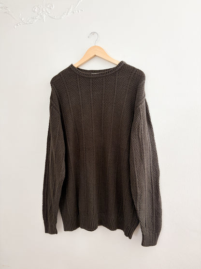 Vintage Olive Cotton Blend Sweater (XL)
