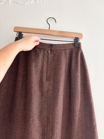 Vintage Brown Wool Skirt (26”)